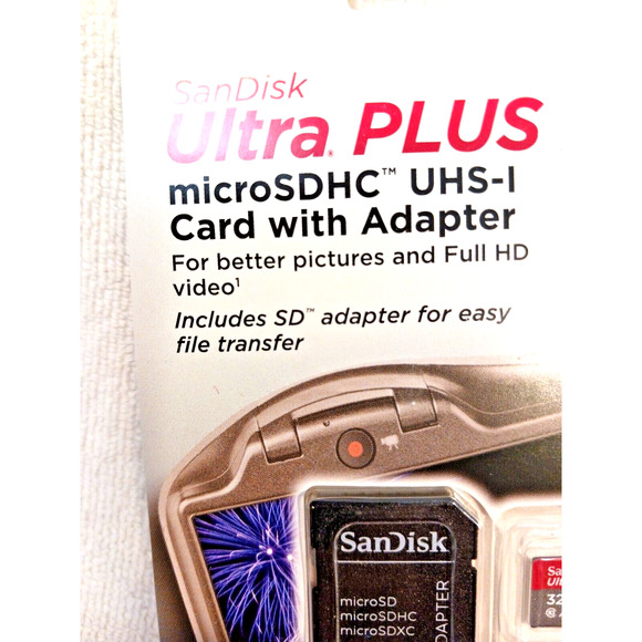 2 New! SanDisk Ultra Plus Speed 130, microSDHC UHS-1 Card w Adapter - Picture 5 of 10